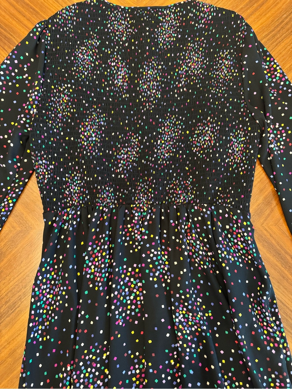 Kate Spade New York Confetti Cheer Smocked Long Sleeve Dress Size 8 - Picture 9 of 16